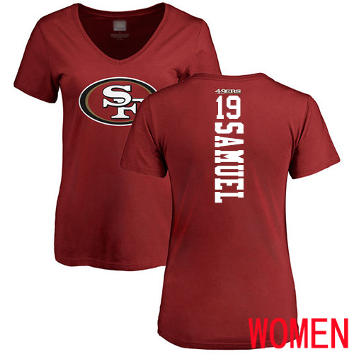 San Francisco 49ers Red Women Deebo Samuel Backer #19 NFL T Shirt
